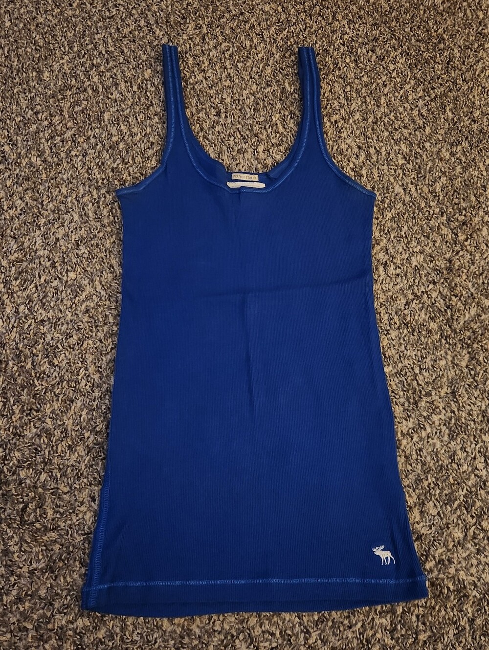 Abercrombie & Fitch Ribbed Cotton Stretch Tank Top Blue Medium